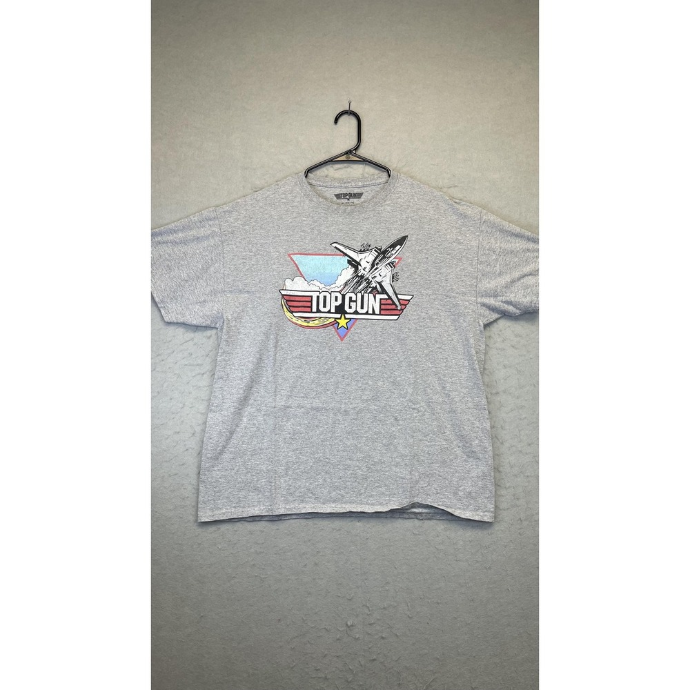Top Gun Shirt‎ Mens XL Gray Graphic Movie Fighter Jet Crewneck Short Sleeve